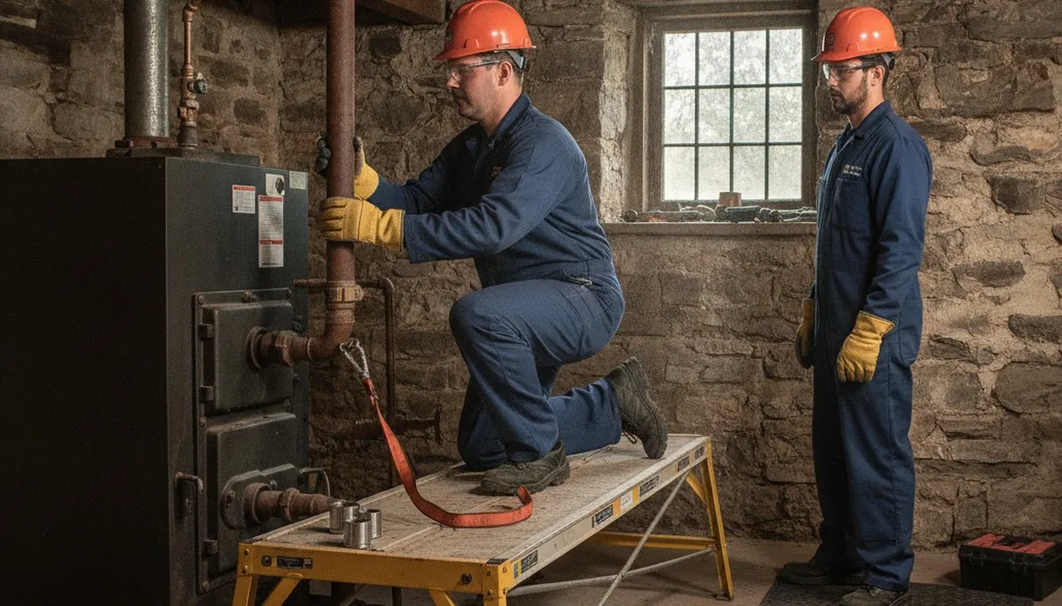 Plumbing repair technician serving Harrisburg, PA with professional service equipment