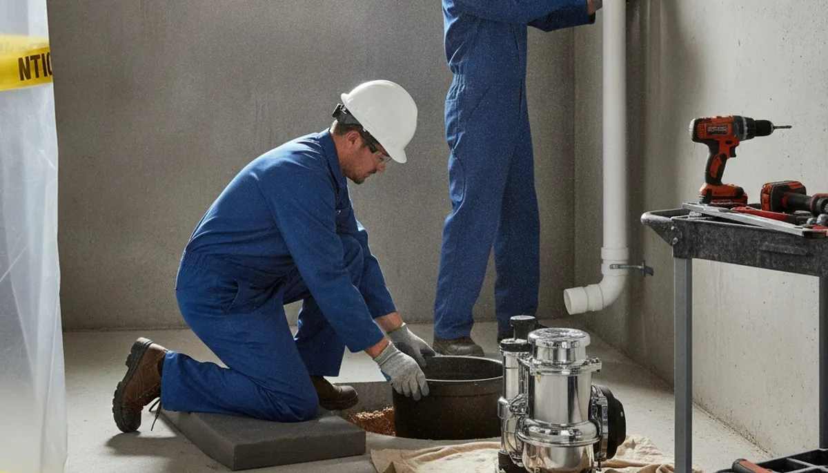 Sump pump installation in Harrisburg, PA for basement flood protection