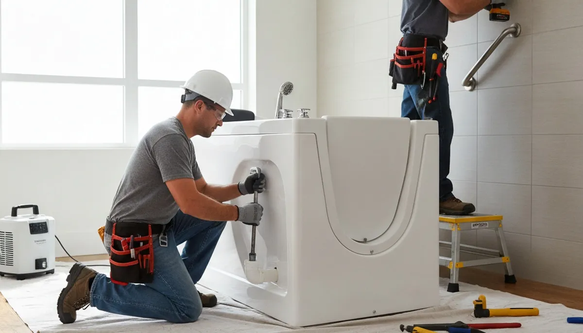 Walk-in tub installation by Harrisburg, PA plumbers for safer home bathing and plumbing service